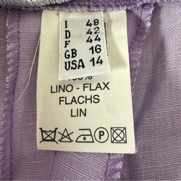 Wide Leg Pants Teatro Dei Sogni Linen Lavender Size 14 - Picture 9 of 12